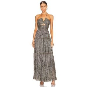 A.L.C. Kai Metallic Pleated Maxi Dress